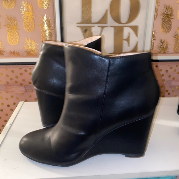 torrid Shoes - Torrid size 10w black leather wedge booties.